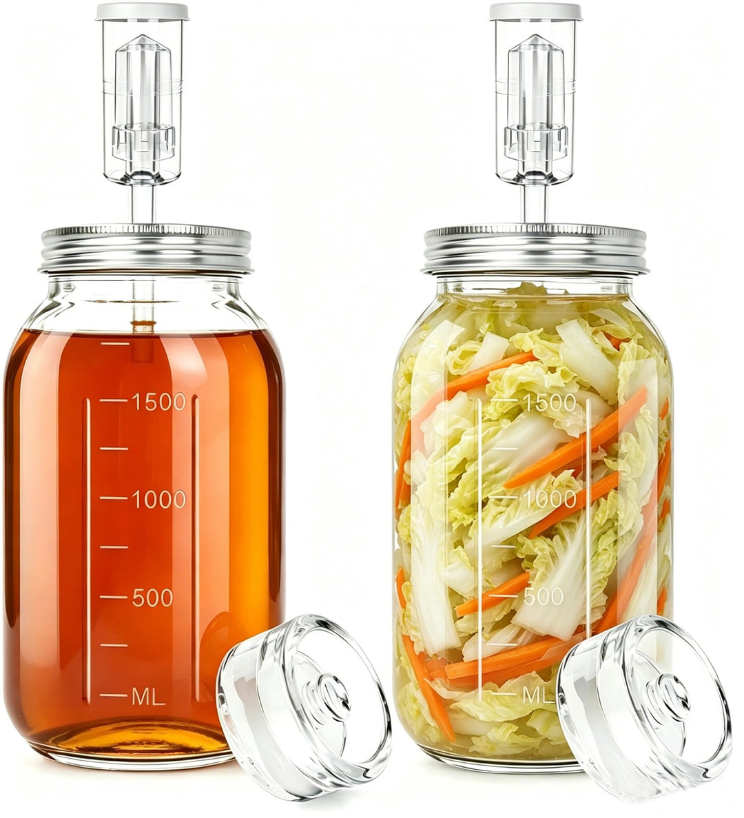 AULEEP 2L Fermentierglas mit Gewicht &amp; Gärventil, 2 Stück fermentiergläser | Fermentationsglas mit F