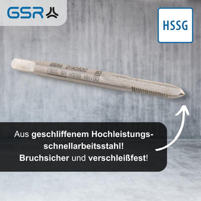 GSR PROFI Gewindebohrer M2,5 Satz HSSG 3 teilig | Handgewindebohrer Set | Gewindeschneider M2,5 | Mi