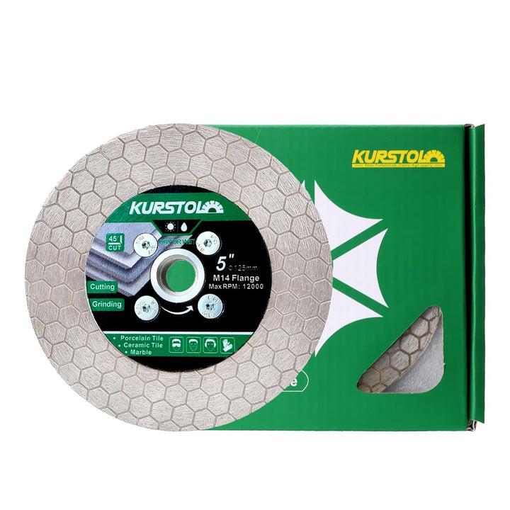 KURSTOL Diamant Trennscheibe - Diamantscheibe zum Schleifen 125 mm x M14 Dorn, Granit-Schleifscheibe