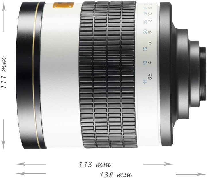 Walimex Pro 15551 800mm 1:8,0 DSLR-Spiegelobjektiv für Nikon F Objektivbajonett weiss (manueller Fok