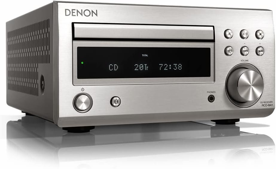Denon D-M 41 Kompaktes HiFi-System mit 2 x 30 Watt Ausgangsleistung Premium-Silber/Kirschholz, Premi