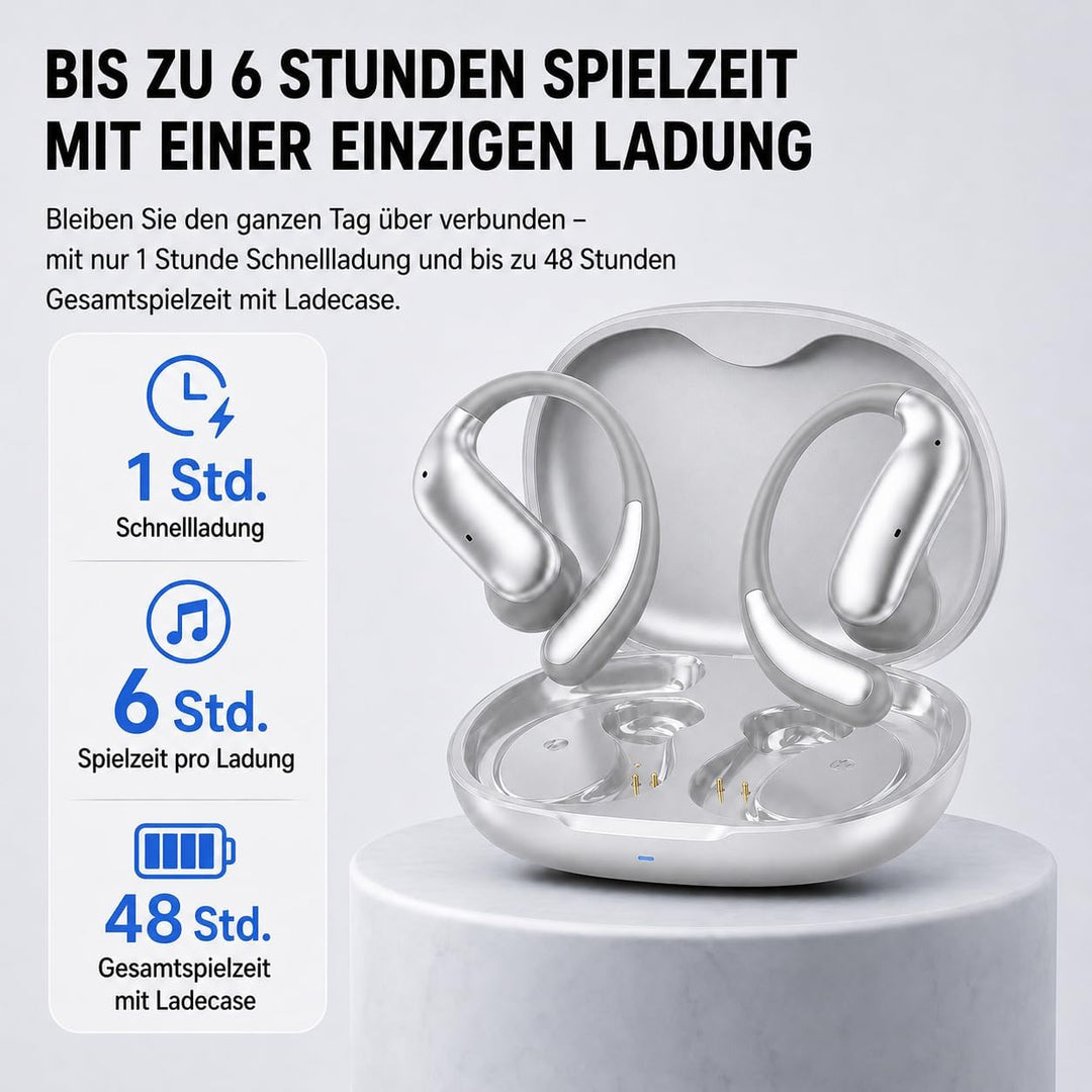 Kabellose Kopfhörer mit Ohrbügel, Bluetooth 5.5 Kopfhörer mit Mikrofon, In-Ear-Kopfhörer mit 13 mm H