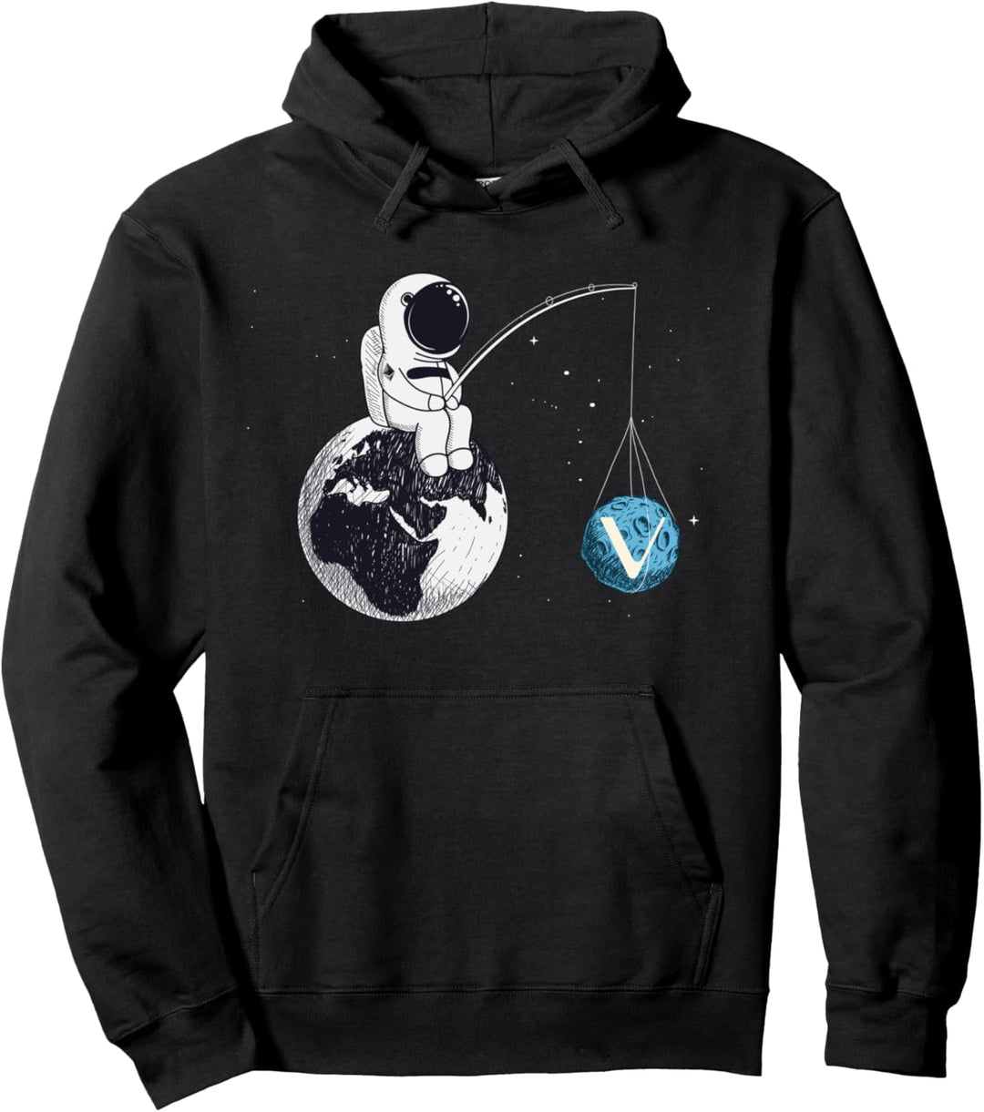 Cryptocurrency Talk - Vechain To The Moon Space Man Merch Pullover Hoodie