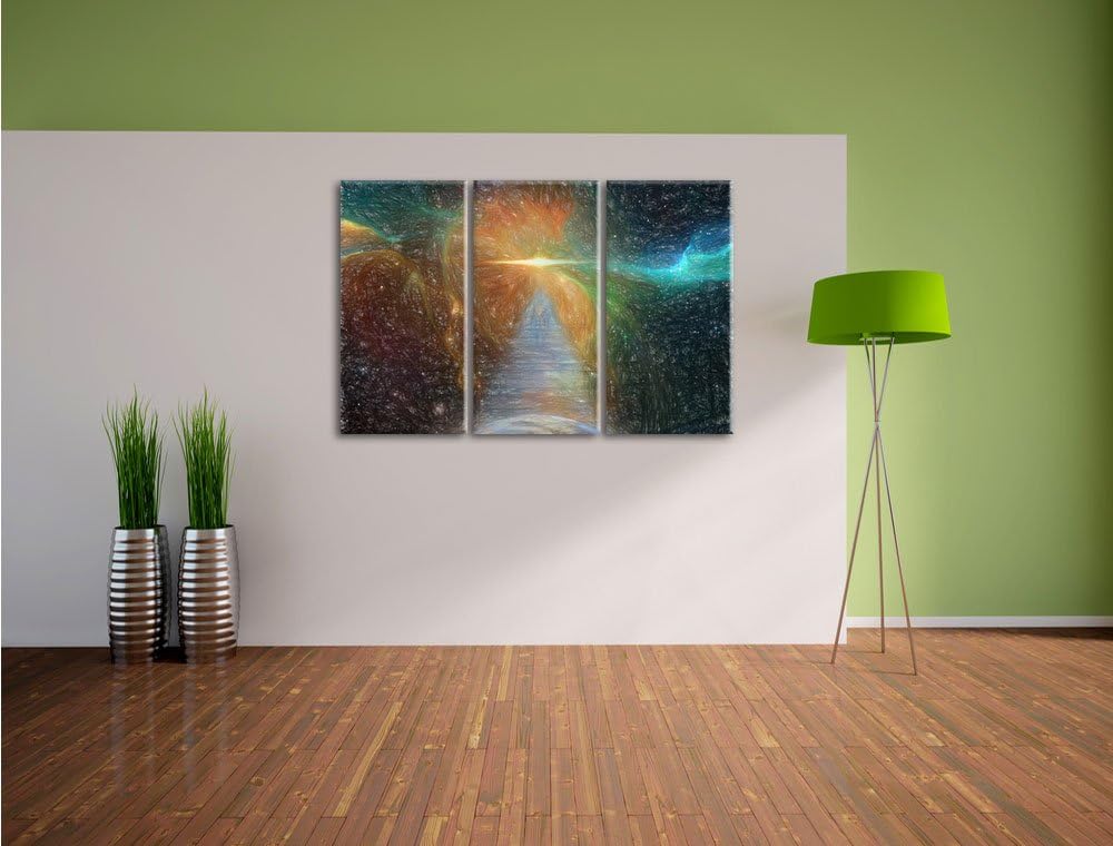 Pixxprint Kosmische Treppe in die Galaxis als Leinwandbild/Grösse: 3 Teilig (120x80 cm) cm/Wandbild/
