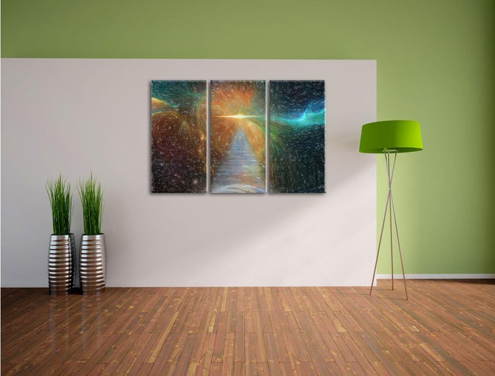 Pixxprint Kosmische Treppe in die Galaxis als Leinwandbild/Grösse: 3 Teilig (120x80 cm) cm/Wandbild/