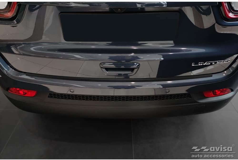 Avisa Matt-schwarz Edelstahl Heckstossstangenschutz kompatibel mit Jeep Compass 2017- 'Ribs'