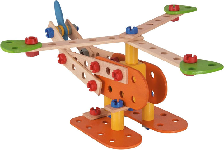 Eichhorn - 100039031 - Constructor Doppeldecker, 85-teilig, Holzspielzeug-Konstruktionsset, 4 Versch