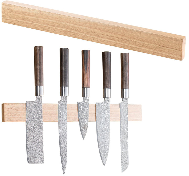 Rosenstein & Söhne Magnet-Messer-Halter: Durchgehende Magnet-Messerleiste, echtes Eichen-Holz, massi