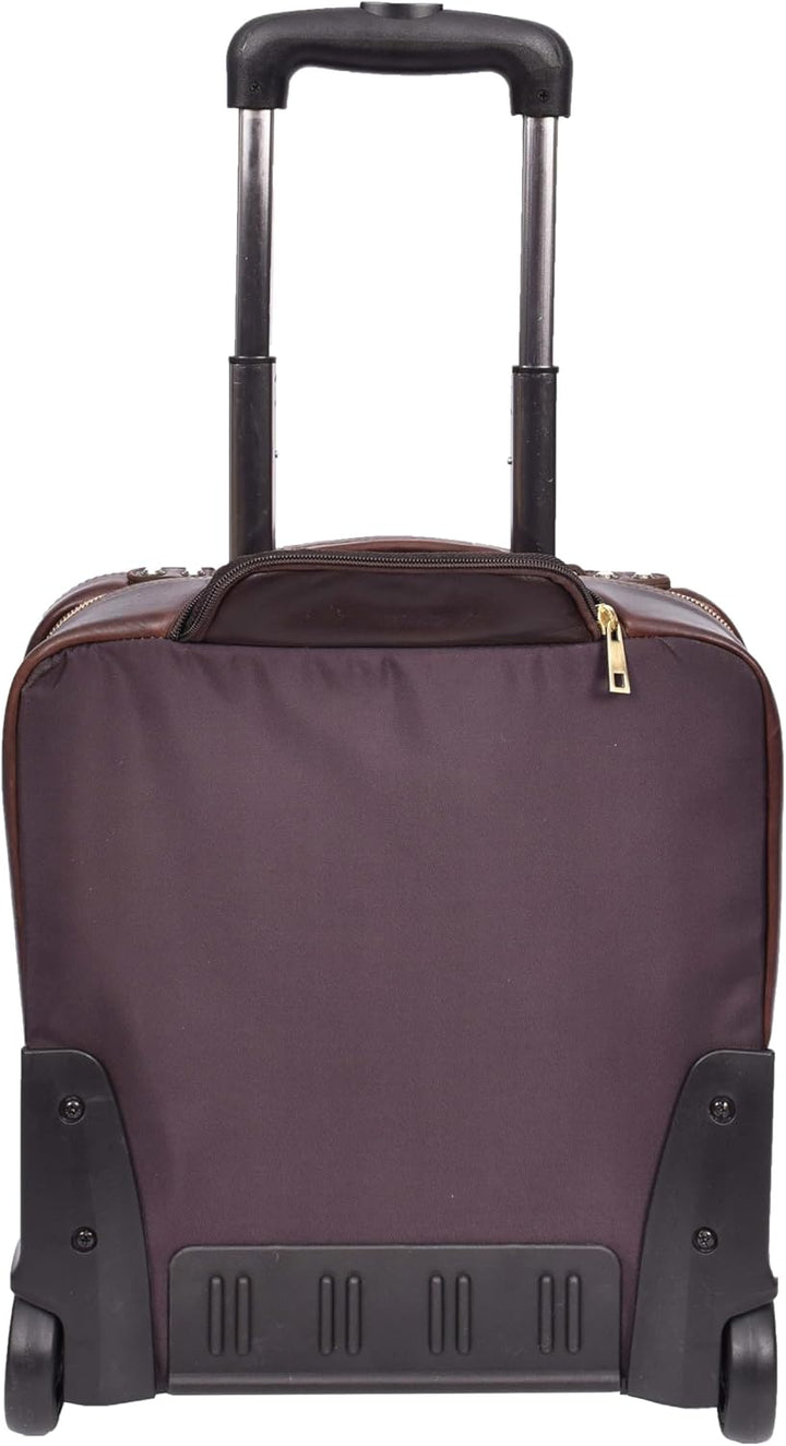 Pilotentasche aus echtem Leder mit Rollen Teleskopgriff für Business Reisetasche Sussex, braun, M, P