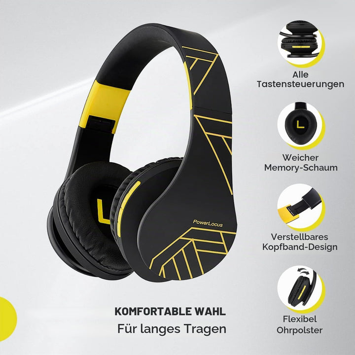 PowerLocus Bluetooth Over-Ear Kopfhörer, Kabellos Stereo Faltbare Kopfhörer Kabellose und Kabel-Kopf