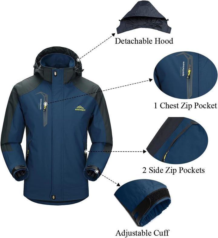 YSENTO Herren Regenjacke Wasserdichte Outdoor Atmungsaktive Wandern Funktionelle Softshell Winddicht