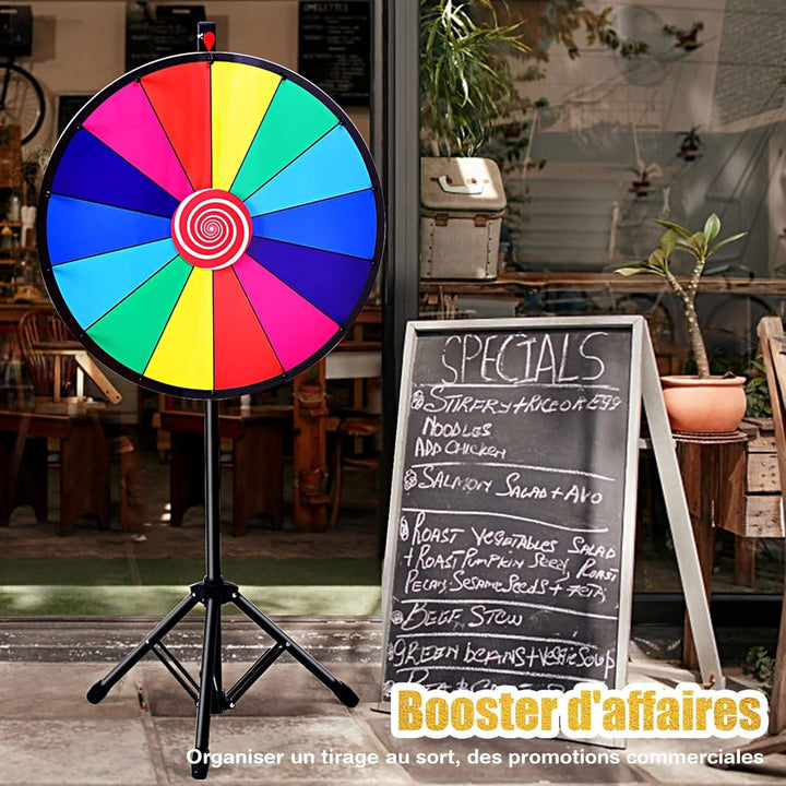 RELAX4LIFE 24" Glücksrad mit Stativ, editierbare Farbe Preisrad, für Lotteriespiele und Wortspiele,