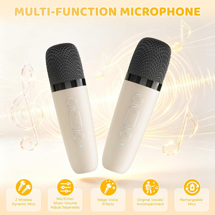 Karaoke Maschine für Kinder,Mini Karaoke Maschine mit 2 kabellosen Mikrofonen,Geburtstagsgeschenk fü