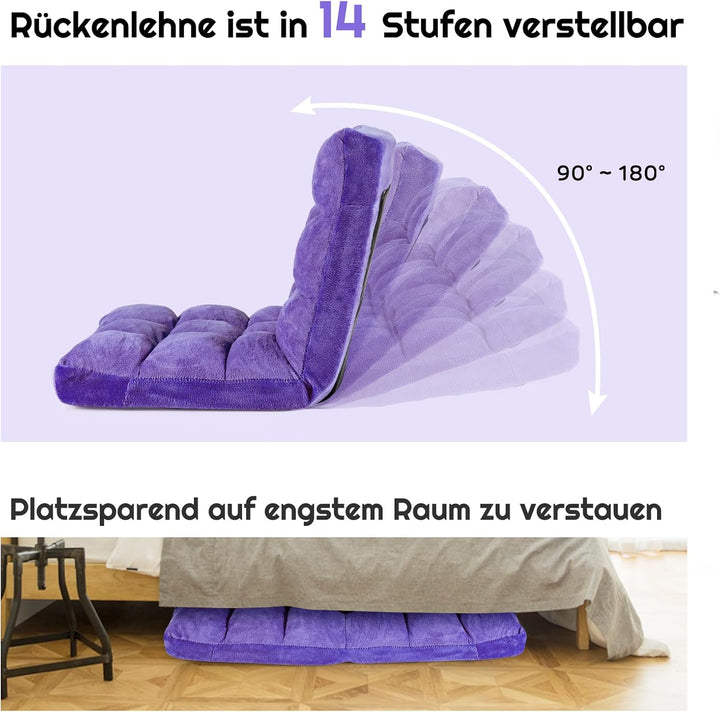 GOPLUS Bodenstuhl, Bodensofa mit Rückenlehne, Bodensessel mit Schlaffunktion, Floor Chair, Lazy Sofa