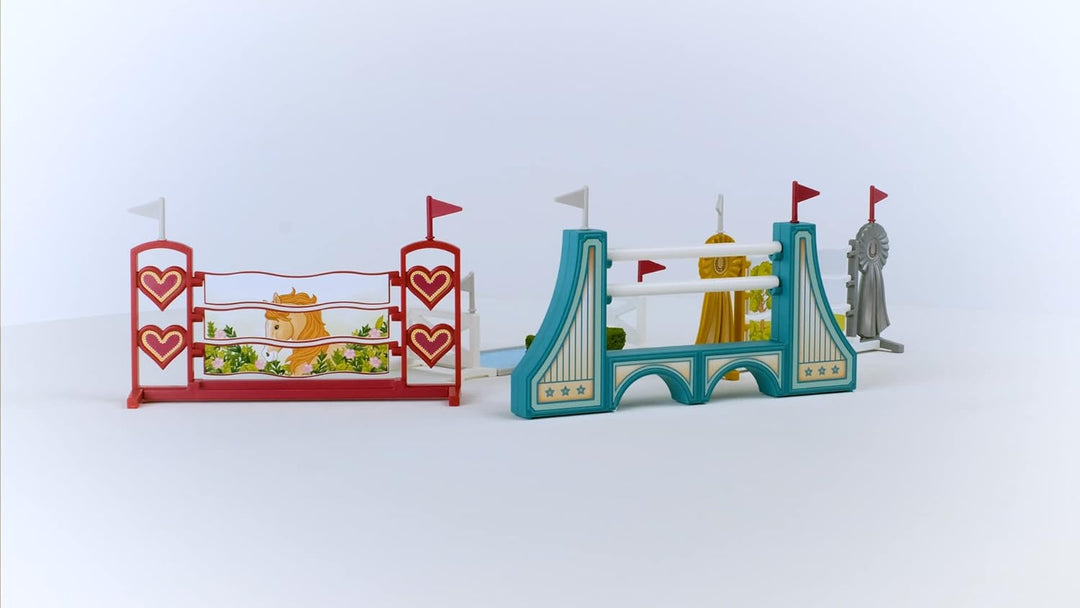 SCHLEICH 42619 Horse Club Pferdetransporter & 42612 Hindernisse Zubehör, für Kinder ab 5-12 Jahren,