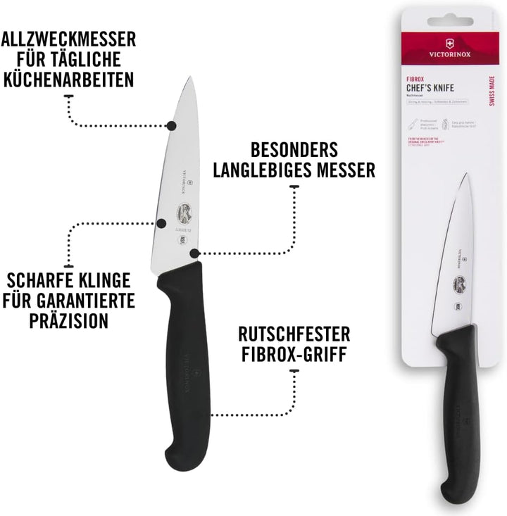Victorinox Fibrox Kochmesser, Kleines Universalmesser für Obst und Gemüse, 12 cm, Gerade Klinge, Sch