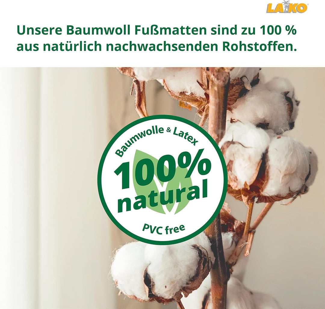 LA KO Baumwoll Fussmatte in verschiedenen Grössen und Farben - waschbare Fussmatte, angenehm weich (