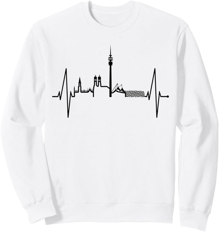 München Skyline Herzschlag Ich Liebe Bayern I Love Munich Sweatshirt