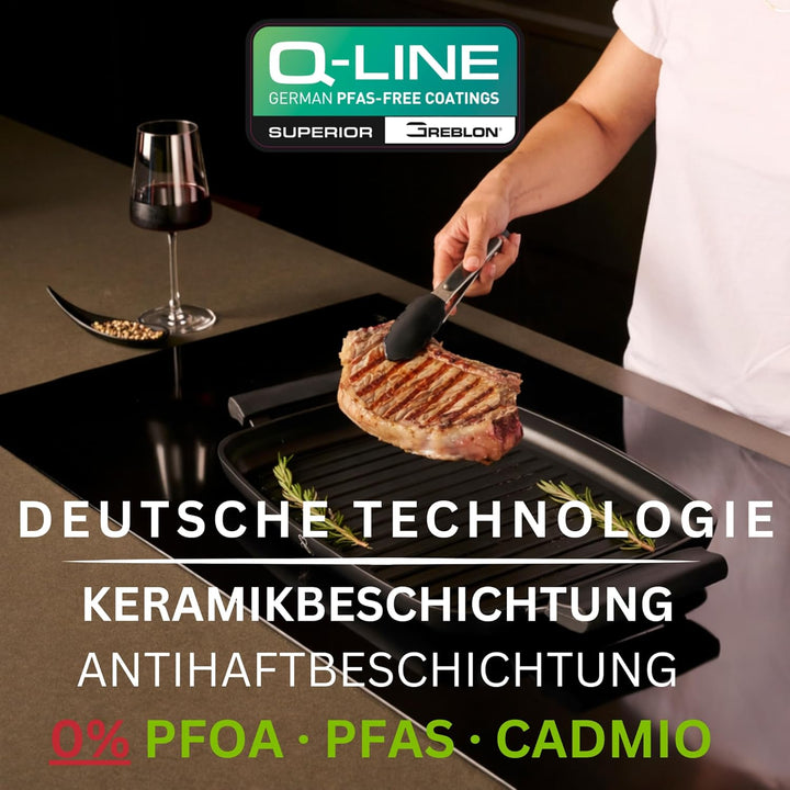 Stone&Stone Grillpfanne 47 cm Rechteckig, Aluminium, Profi Antihaftbeschichtet GREBLON C3+ PFOA-frei