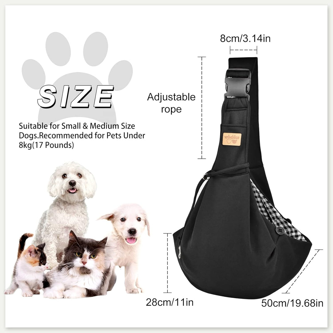 vrbabies Hundetrage für kleine Hunde, freihändig, atmungsaktiv, wendbar, verstellbar, aus Baumwolle,