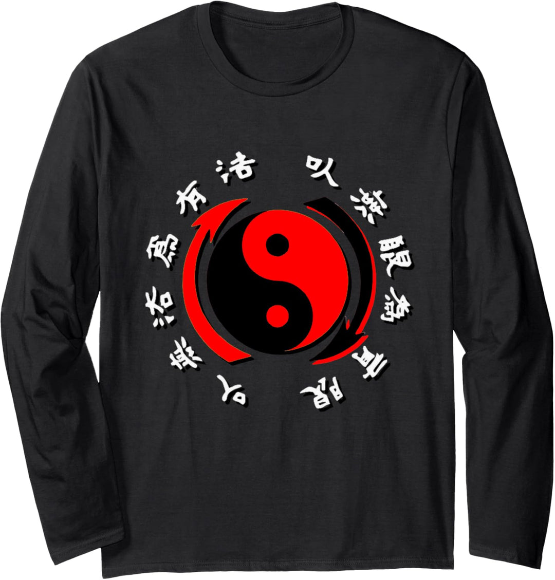 JKD Jeet Kune do Rotes und schwarzes Yin Yang Symbol Langarmshirt