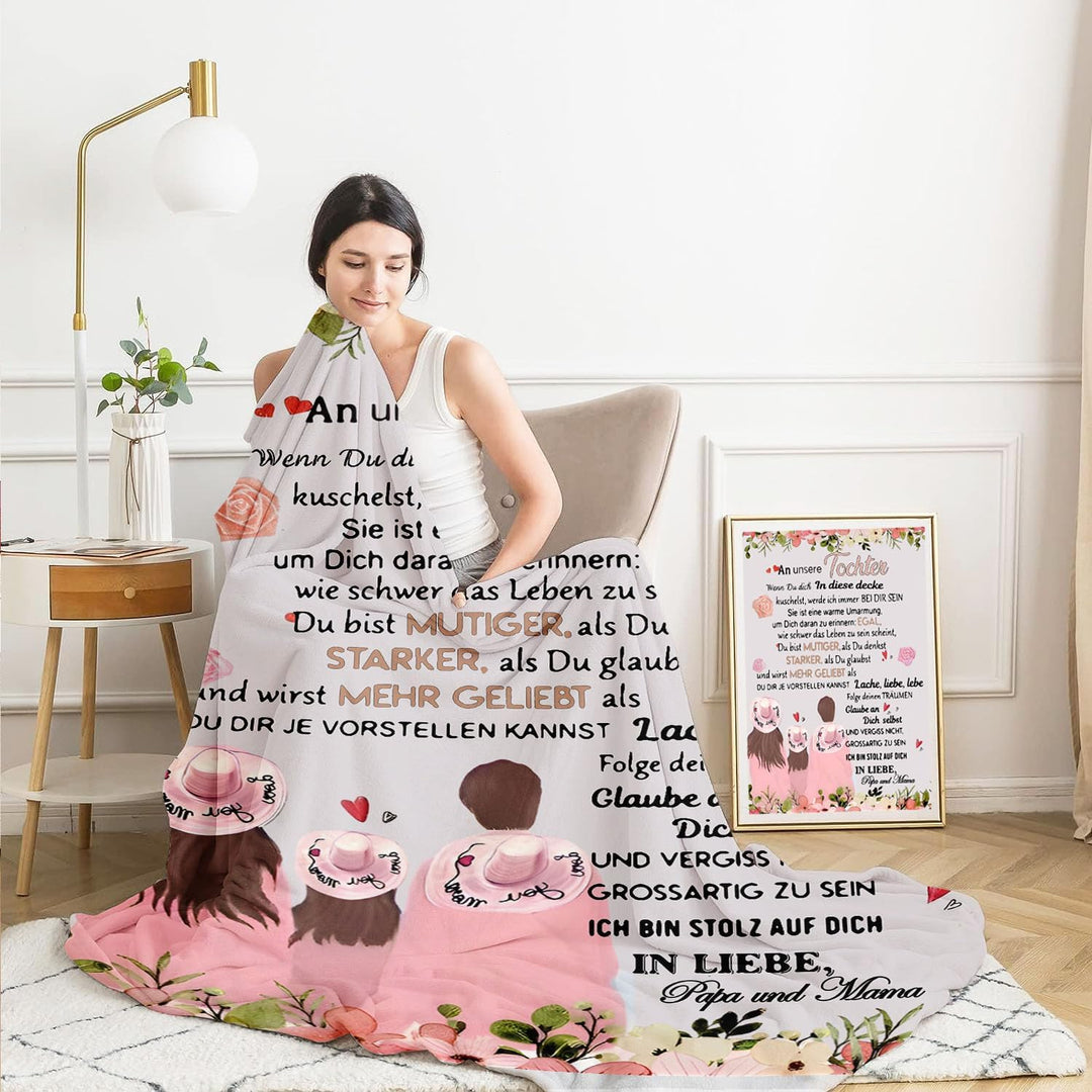 Personalisierte Kuscheldecke An unsere Tochter von Eltern, Mama und Papa zu Positive Ermutigung und