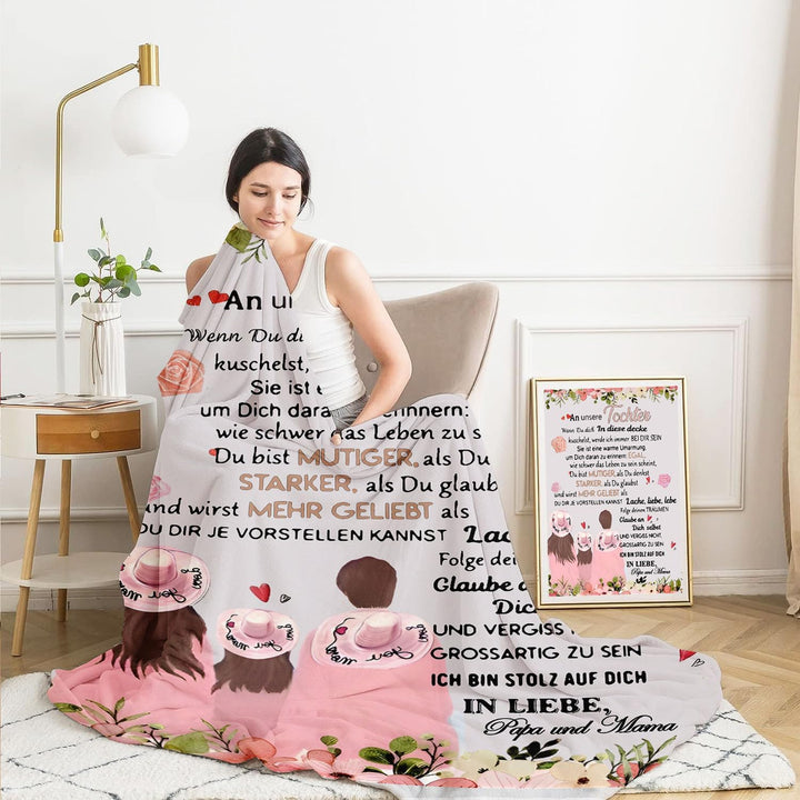 Personalisierte Kuscheldecke An unsere Tochter von Eltern, Mama und Papa zu Positive Ermutigung und