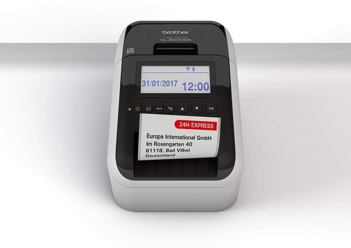 Brother QL-820NWB Netzwerk-Etikettendrucker (mit Rot-Schwarz-Druckfunktion, Schnittstellen: USB, WLA