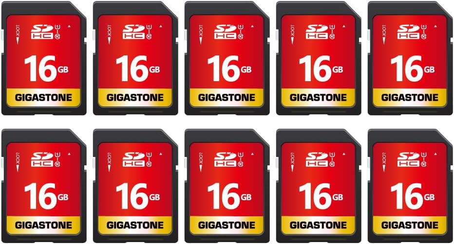 Gigastone 16GB SDHC Speicherkarte 10er-Pack, UHS-I U1 Klasse 10, bis zu 80 MB/Sek. für Digitalkamera