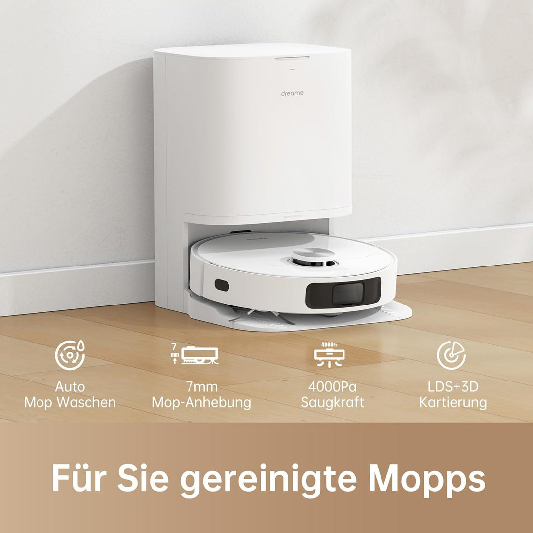dreame L10 Prime Saugroboter und Wischroboter mit Automatischer Waschstation von Wischpads, 7mm Mopa