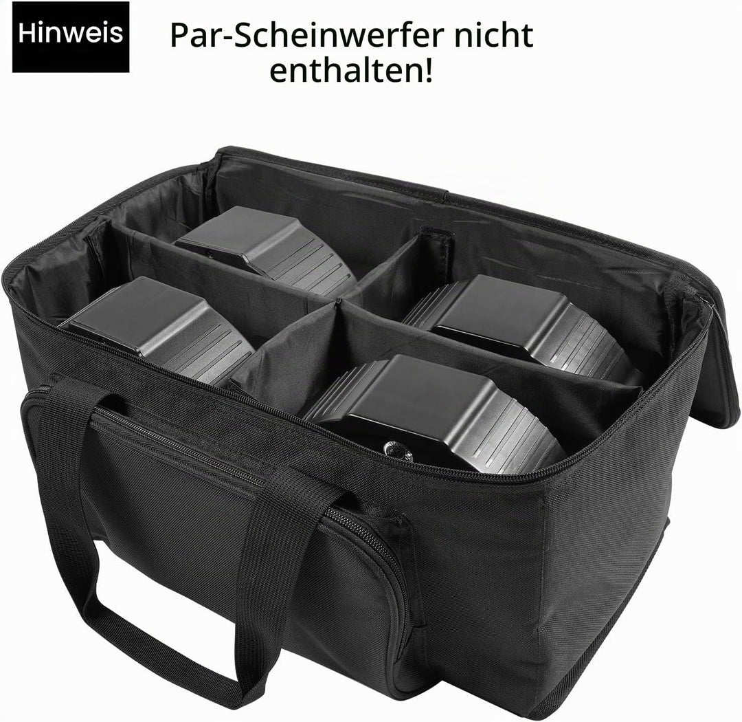 HOLDLAMP Schwarze Wasserdichte PVC Tasche für 4 Stück 36-LED-Par mit doppelt geführter reissverschlu
