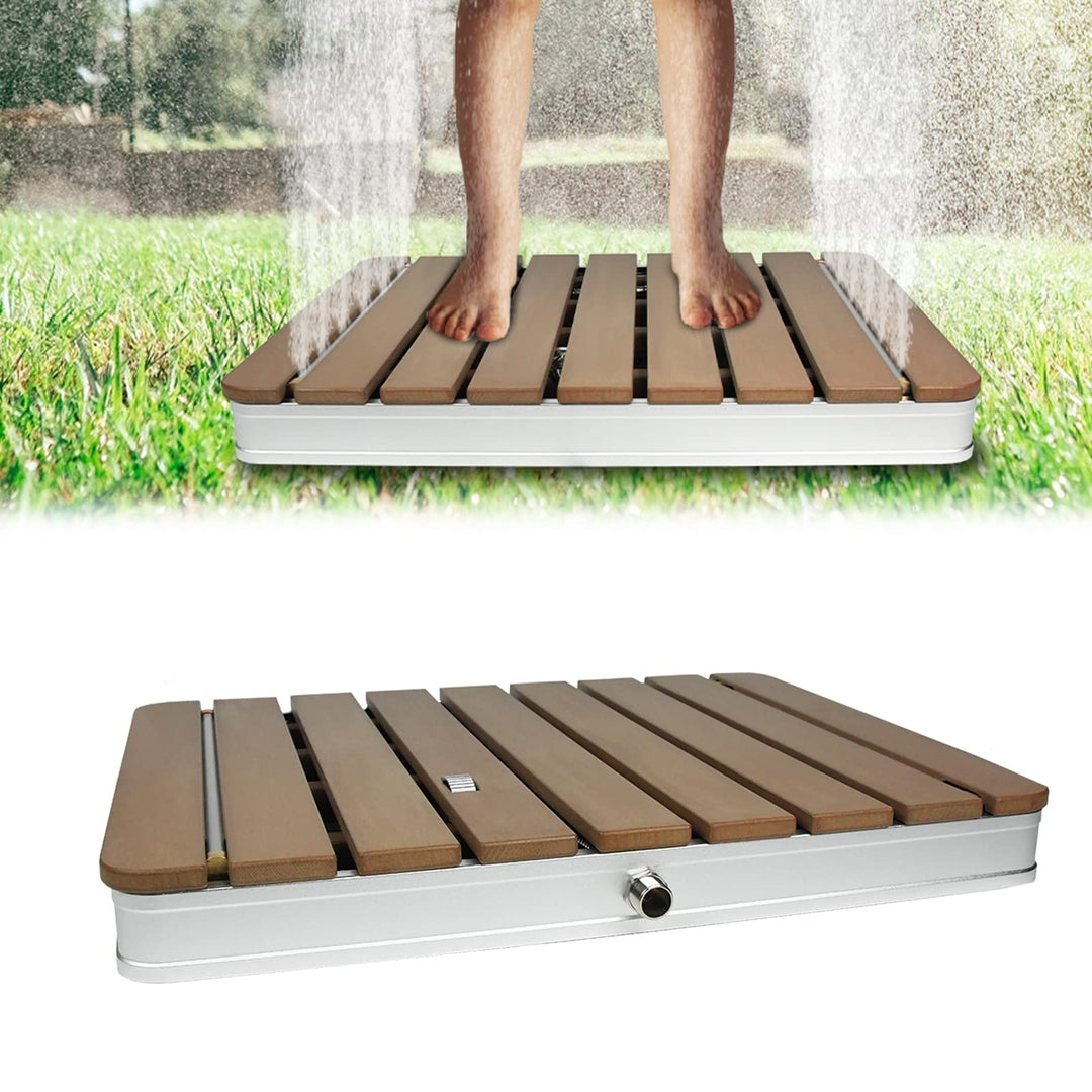 UISEBRT Gartendusche Aussendusche aus WPC und Aluminium - Mobile Bodendusche Solardusche Campingdusc