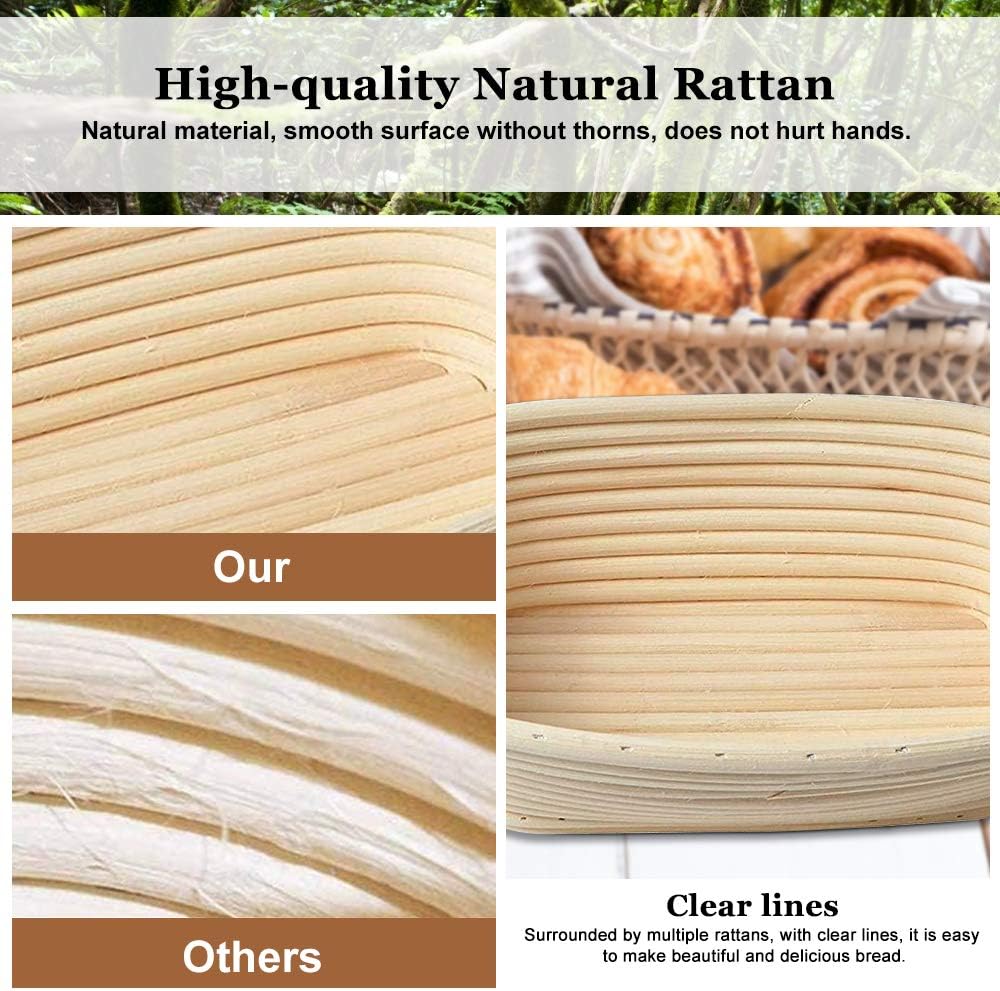 Gärkörbchen Set ø 25cm Gärkörbchen Oval Banneton Gärkorb Handgefertigter Rattan-Korb Brotform Brotko