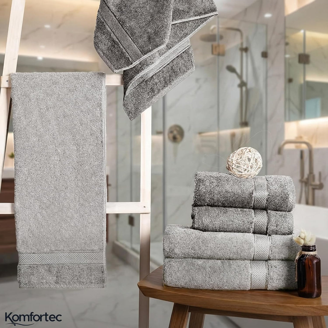 Komfortec 8er Handtuch Set aus 100% Baumwolle, 4 Badetücher 70x140 und 4 Handtücher 50x100 cm, Frott