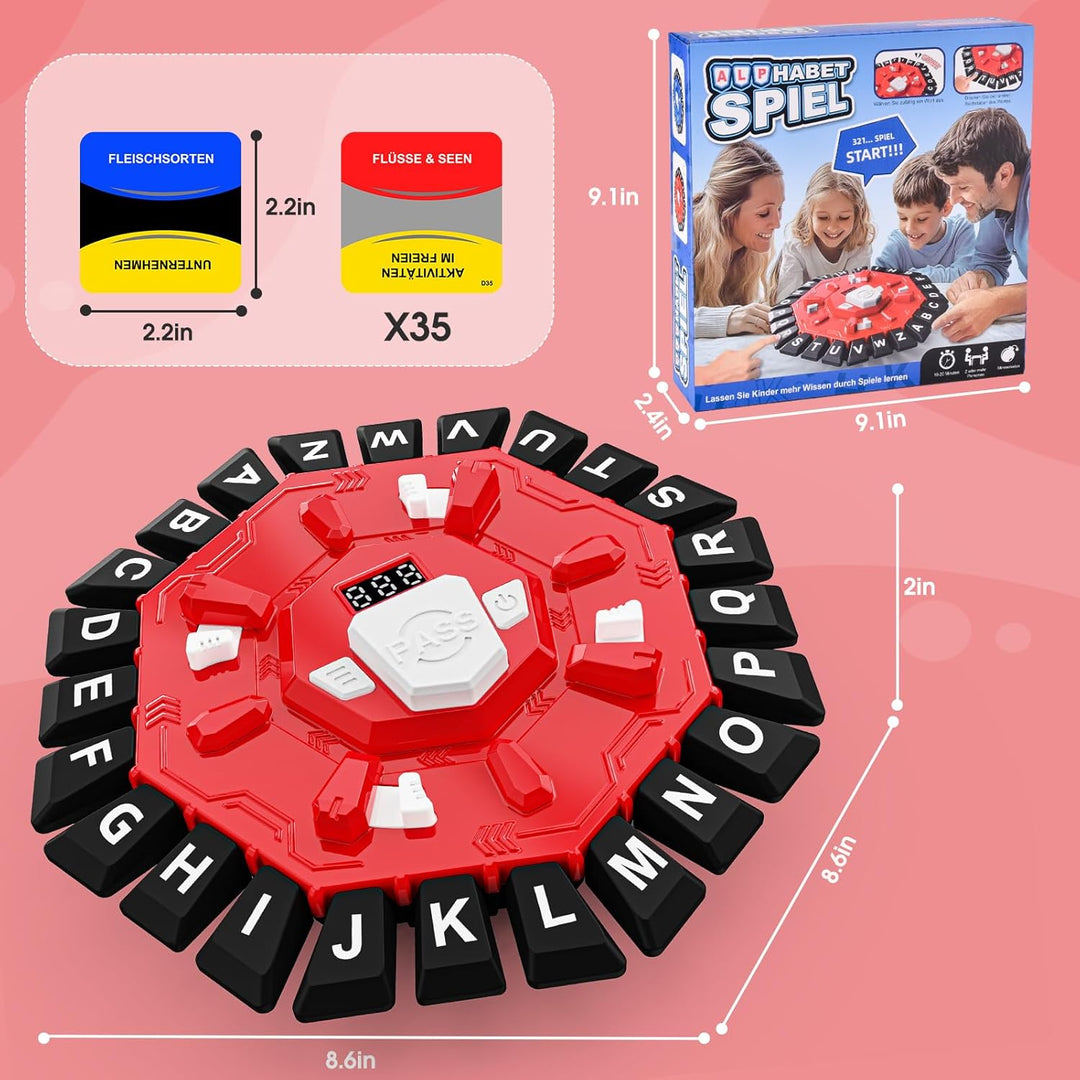 Rasende Wörter Deutsch mit 24 Tasten, Wortspiel mit Timer,Buchstabenspiel,Wörterspiel für Kinder und