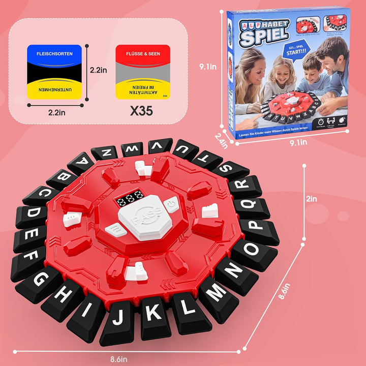 Rasende Wörter Deutsch mit 24 Tasten, Wortspiel mit Timer,Buchstabenspiel,Wörterspiel für Kinder und
