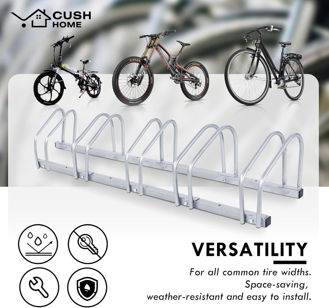 CCLIFE Fahrradständer Boden für 5 Fahrräder mit Reifenbreiten bis 55 mm Eisen Fahrradhalter 130 x 32