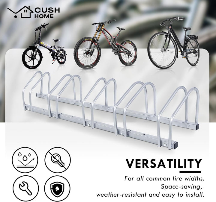 CCLIFE Fahrradständer Boden für 5 Fahrräder mit Reifenbreiten bis 55 mm Eisen Fahrradhalter 130 x 32