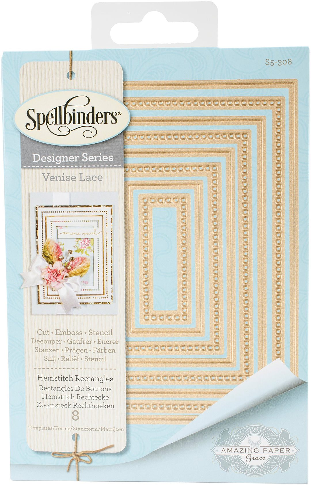 Spellbinders Nest Fähigkeiten Hohlsaum Rechtecke geätzt/Wafer Thin stirbt, 19.55 x 12.19 x 0.38 cm