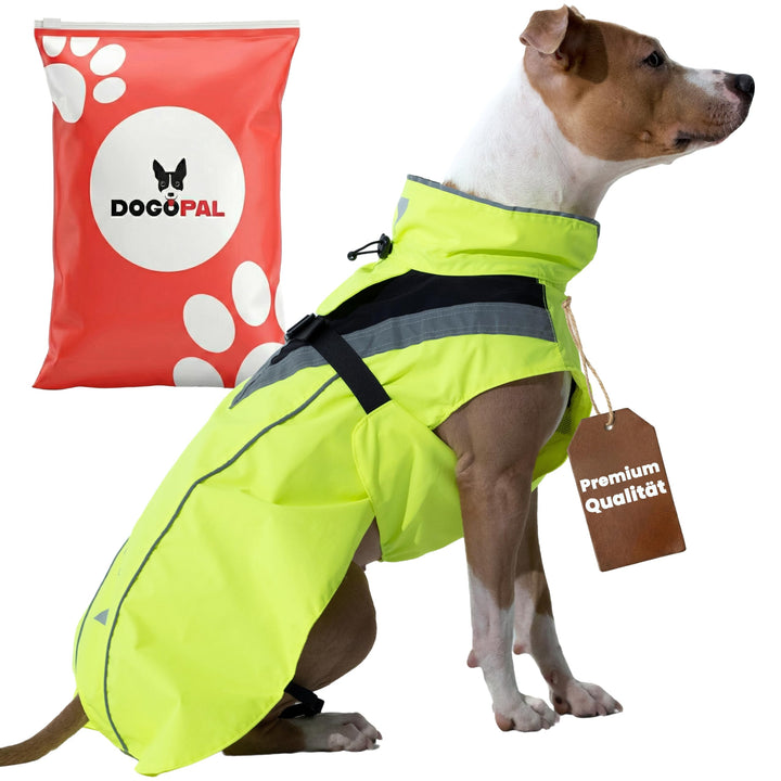 DOGOPAL Regenmantel Hund wasserdicht für kleine & grosse Hunde - Gelber Hunderegenmantel mit Reflekt