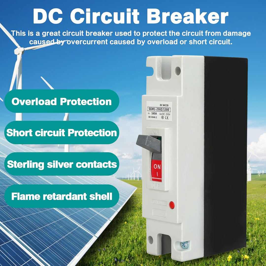 DEWIN Leistungsschalter, 1P DC Leistungsschalter Geformtes Gehäuse MCCB Solarbatterieschalter 250V 1