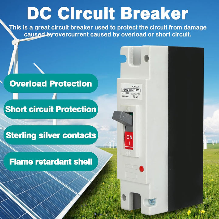 DEWIN Leistungsschalter, 1P DC Leistungsschalter Geformtes Gehäuse MCCB Solarbatterieschalter 250V 1