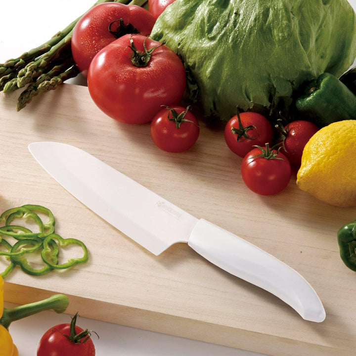 KYOCERA GEN COLOUR Santoku Keramikmesser FK-140WH-WH Santokumesser mit extrem scharfer Keramikklinge