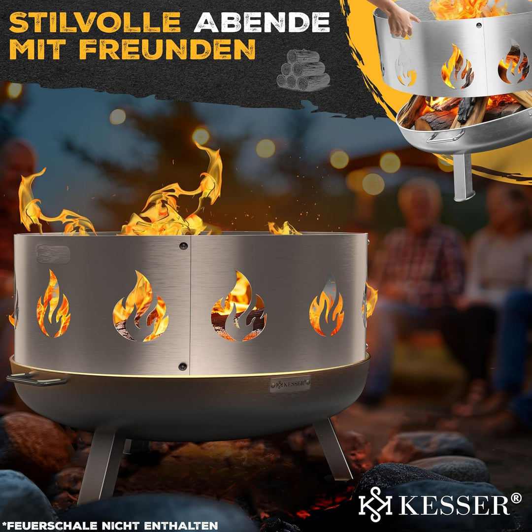 KESSER® Funkenschutz für Feuerschale Ø70cm aus legiertem Stahl 1,2mm Stahldicke kompatibel mit viele