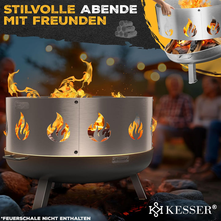 KESSER® Funkenschutz für Feuerschale Ø70cm aus legiertem Stahl 1,2mm Stahldicke kompatibel mit viele