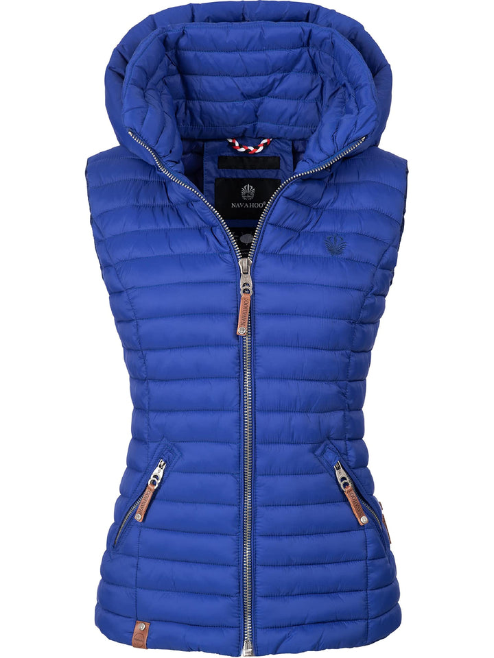 Navahoo Damen Übergangsjacke leichte Steppweste mit Abnehmbarer Kapuze Shadaa XS-3XL XS Blau, XS Bla