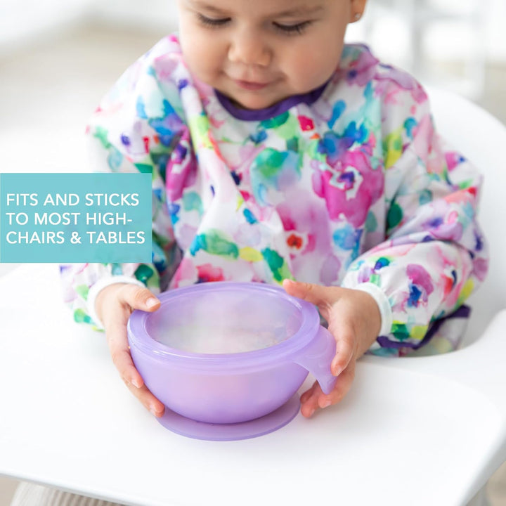 Bumkins - Erstes Baby Fütterungsset aus Silikon mit Saugnapf, Deckel und Löffel, Violet Jelly Jelly