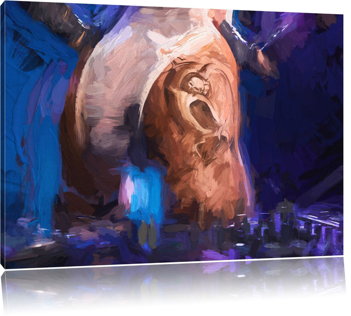 Pixxprint Sexy Frau am Plattenpult Pinsel Effekt, Format: 100x70 auf Leinwand, riesige Bilder fertig
