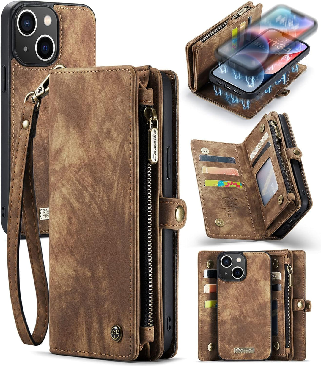 UFinetech iPhone 14 Hülle, Flip Leder TPU Stossfest Kartenfach Tasche Handyhülle iPhone 14 (6,1 Zoll