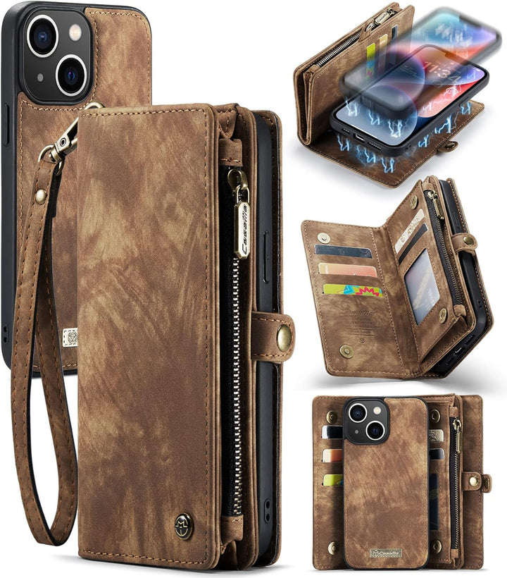 UFinetech iPhone 14 Hülle, Flip Leder TPU Stossfest Kartenfach Tasche Handyhülle iPhone 14 (6,1 Zoll